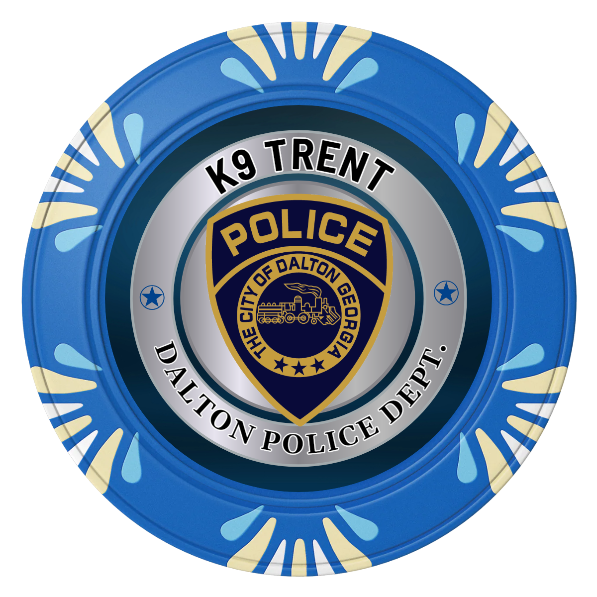 K-9 Trent Clay Poker Chips - Blue / Macau / 40mm - Back