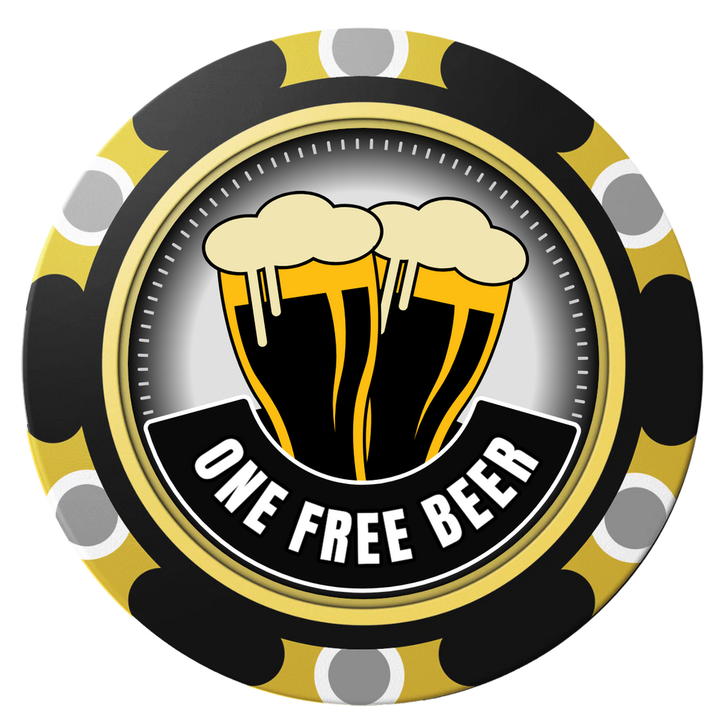 Double Pint 2 Clay Poker Chips - Black / Monte Carlo / 40mm - Front