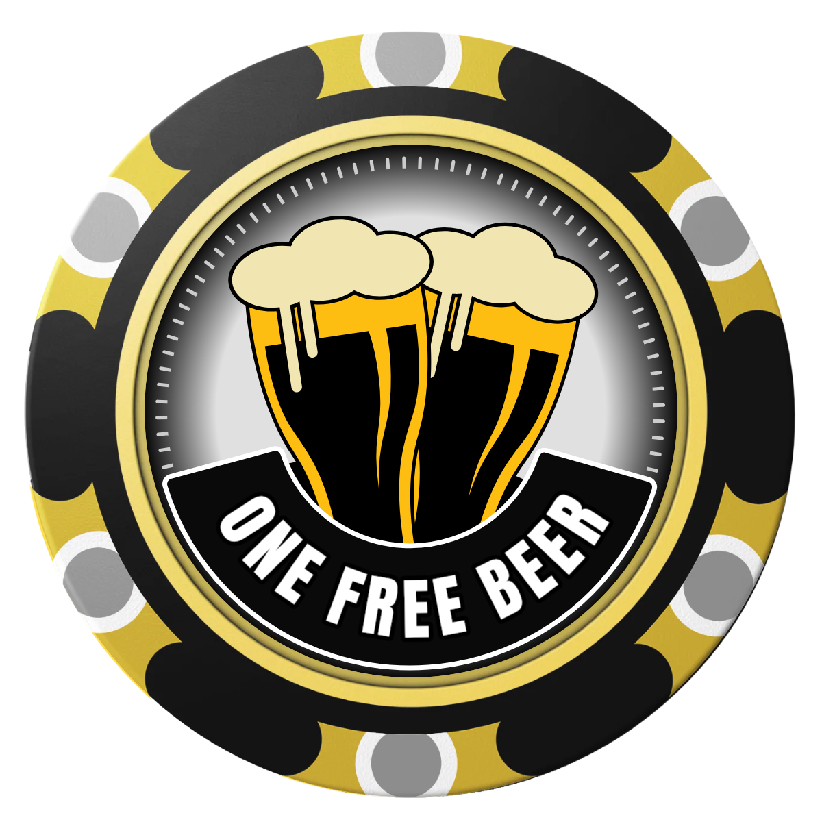 Double Pint 2 Clay Poker Chips - Black / Monte Carlo / 40mm - Front