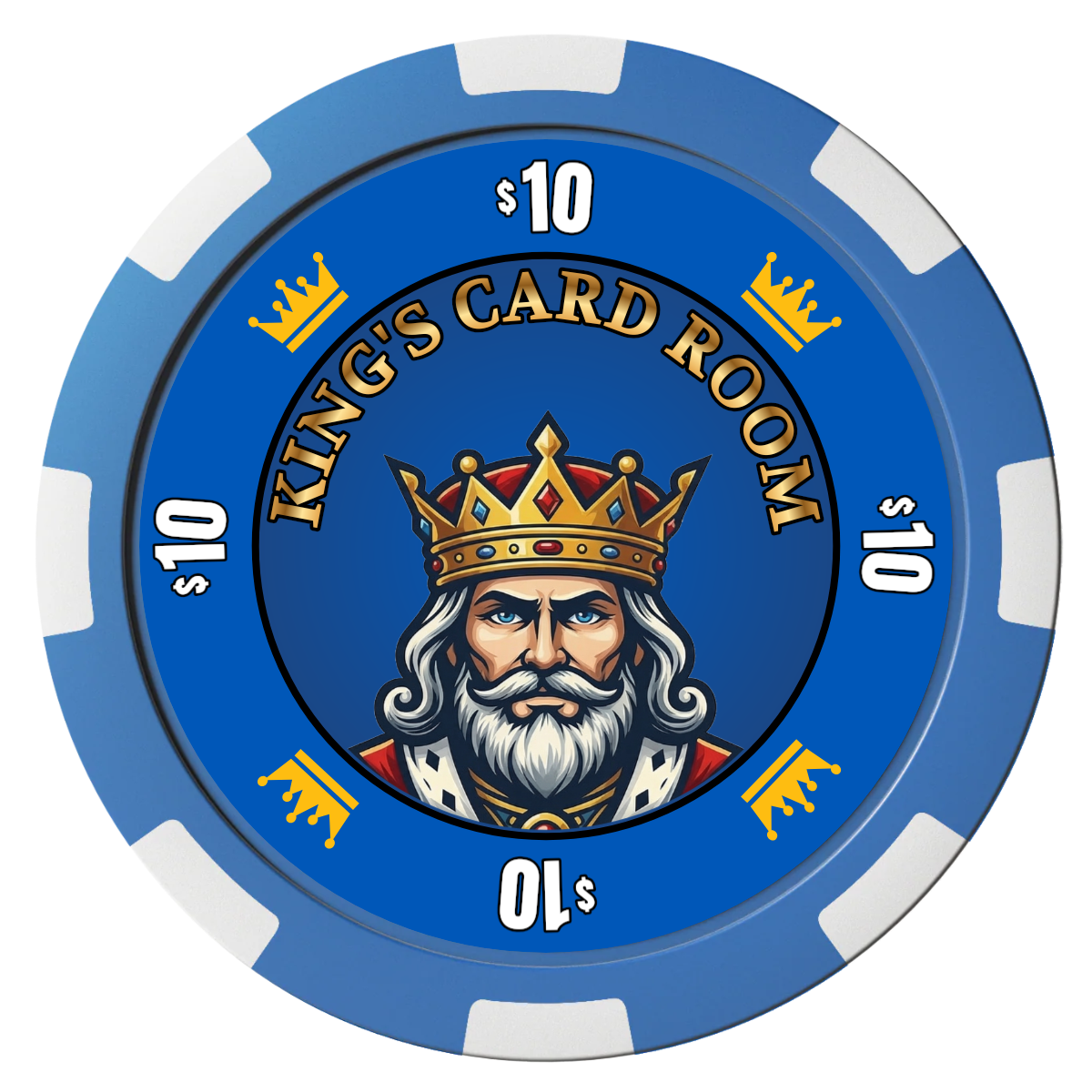 Kings Composite Poker Chips - Blue / 8 Spot - Front