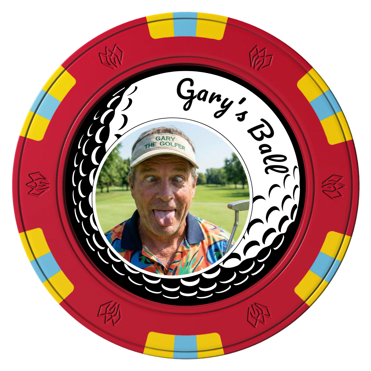 Gary's Ball Clay Poker Chips - Red / 6 Spot Gem / 43mm - Front