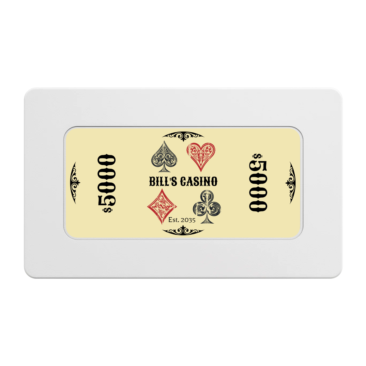 Vintage Four Suits Rectangular Poker Chip Plaques - White - Back