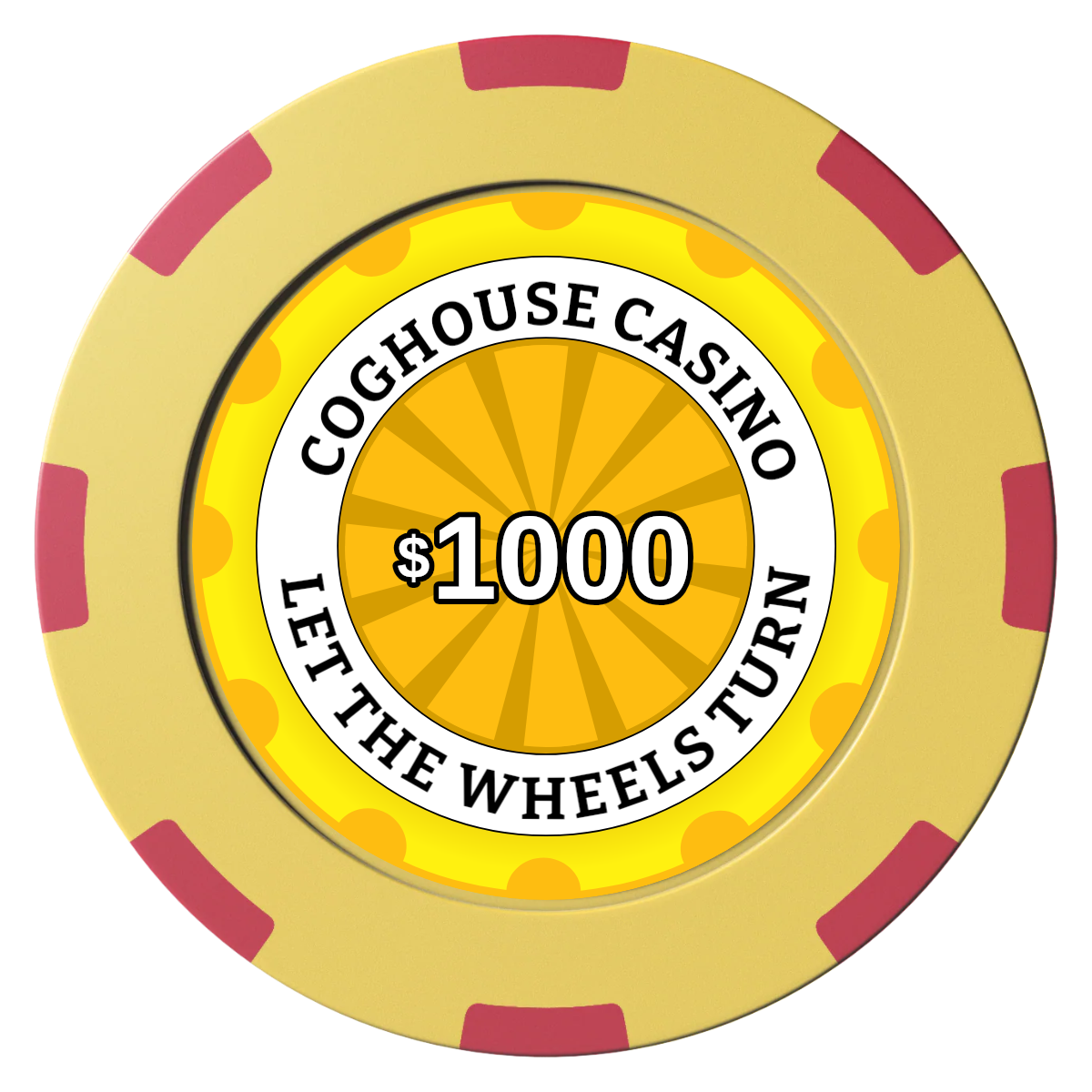 Cog House Clay Poker Chips - Yellow / 8 Spot (2 Tone) / 40mm - Front