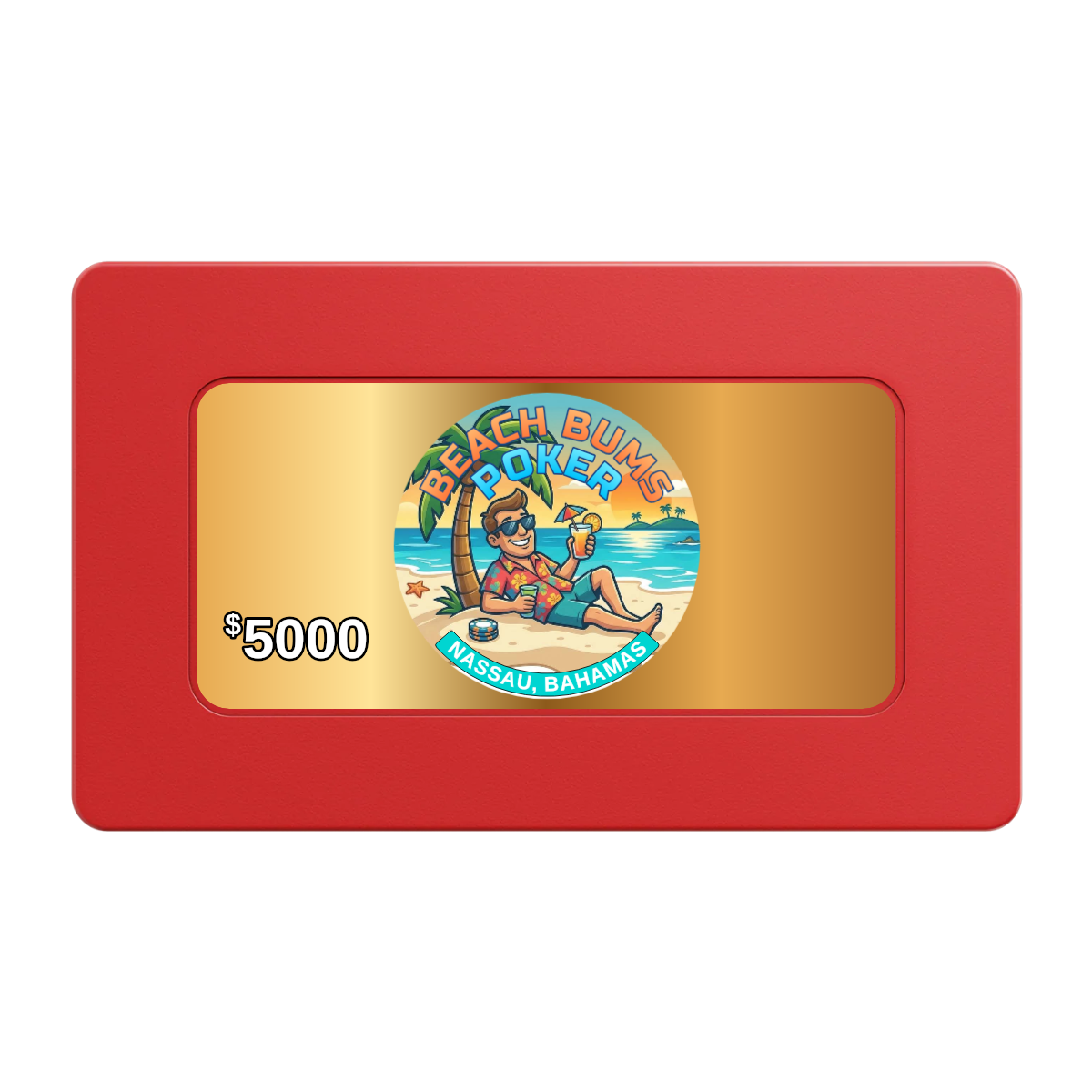 Sandy's Casino Rectangular Poker Chip Plaques - Red - Front