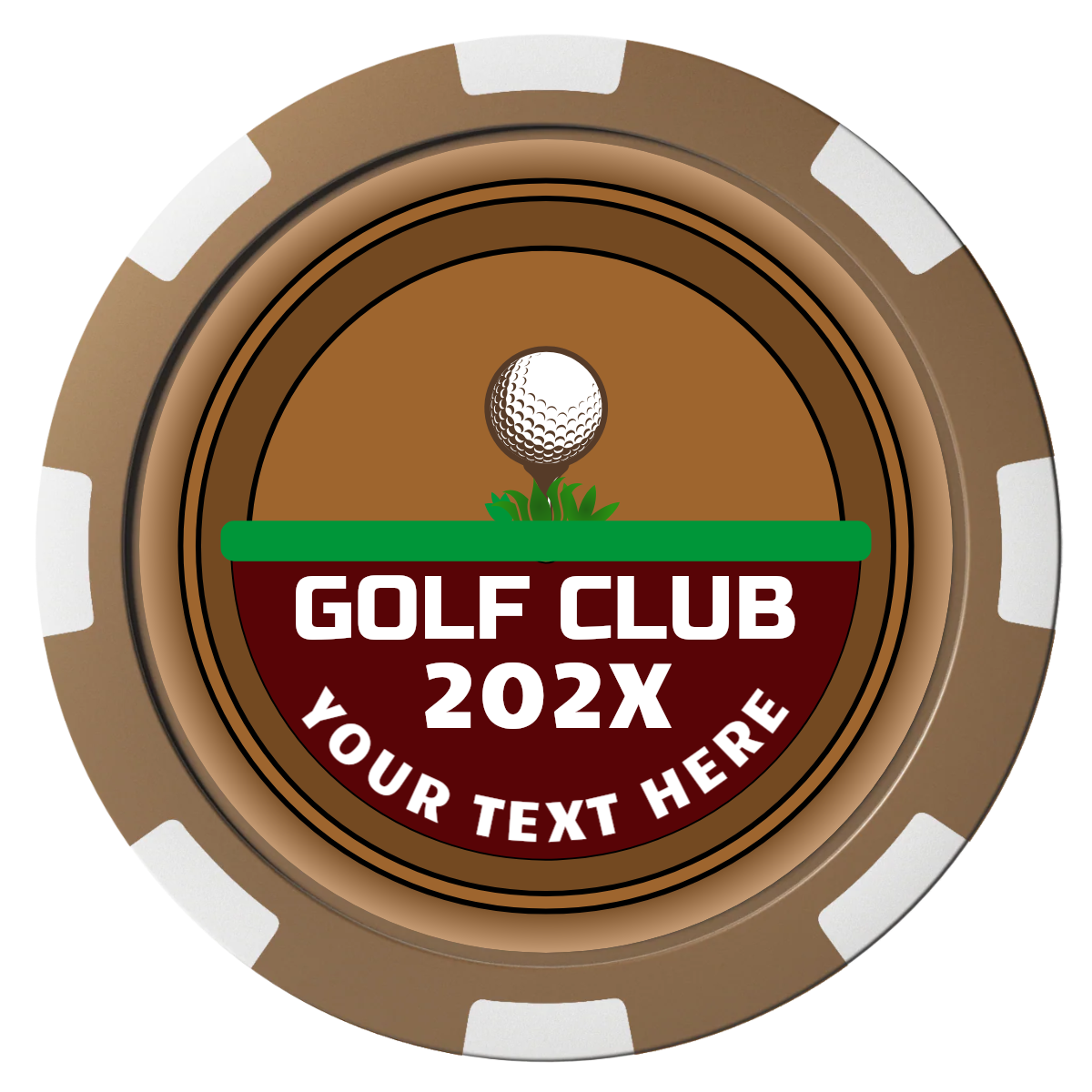 Teed Up Composite Poker Chips - Brown / 8 Spot - Front