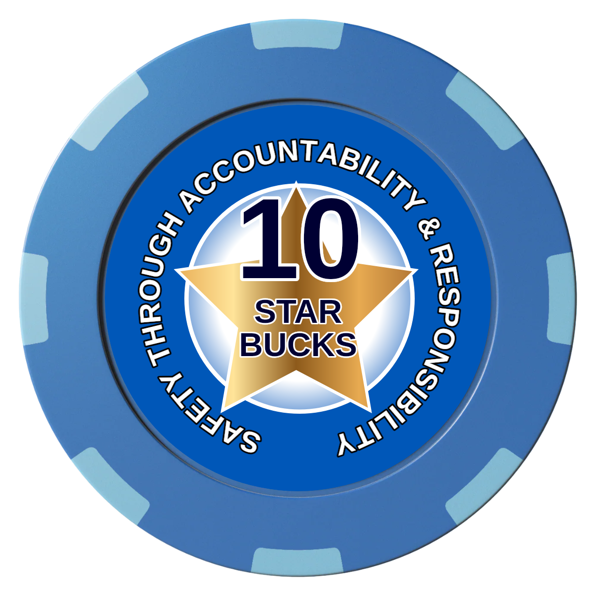 Safety Star Clay Poker Chips - Blue / 8 Spot (2 Tone) / 40mm - Front