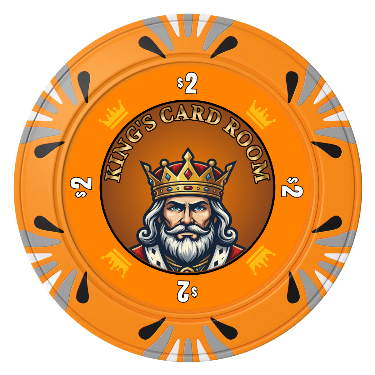 Kings Clay Poker Chips - Orange / Macau / 40mm - Front