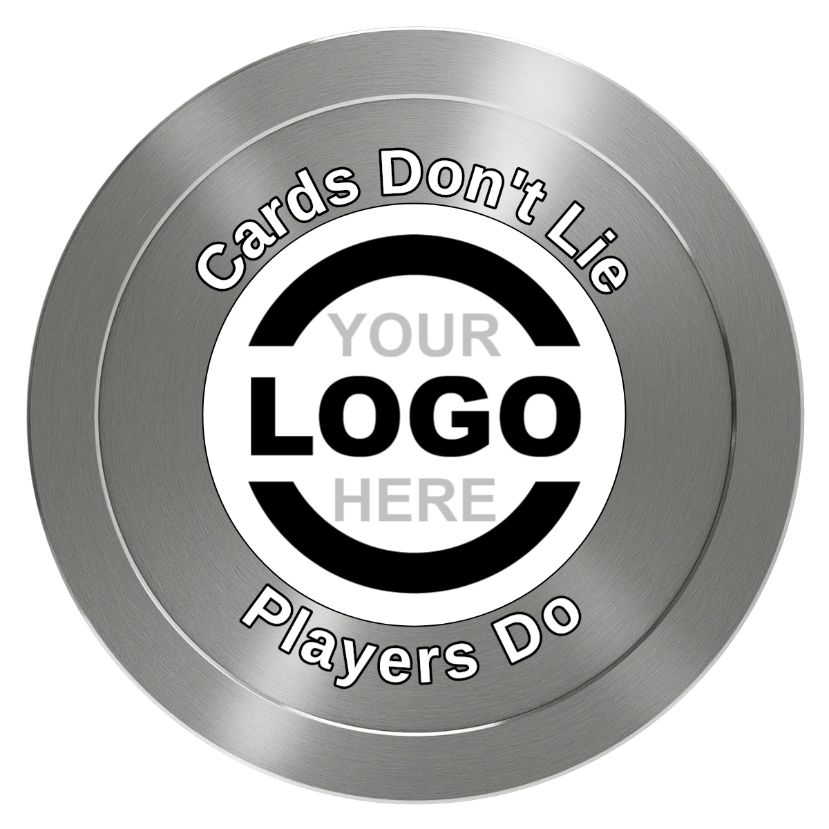 Branded Logo Aluminum Poker Card Guards - Silver - Front