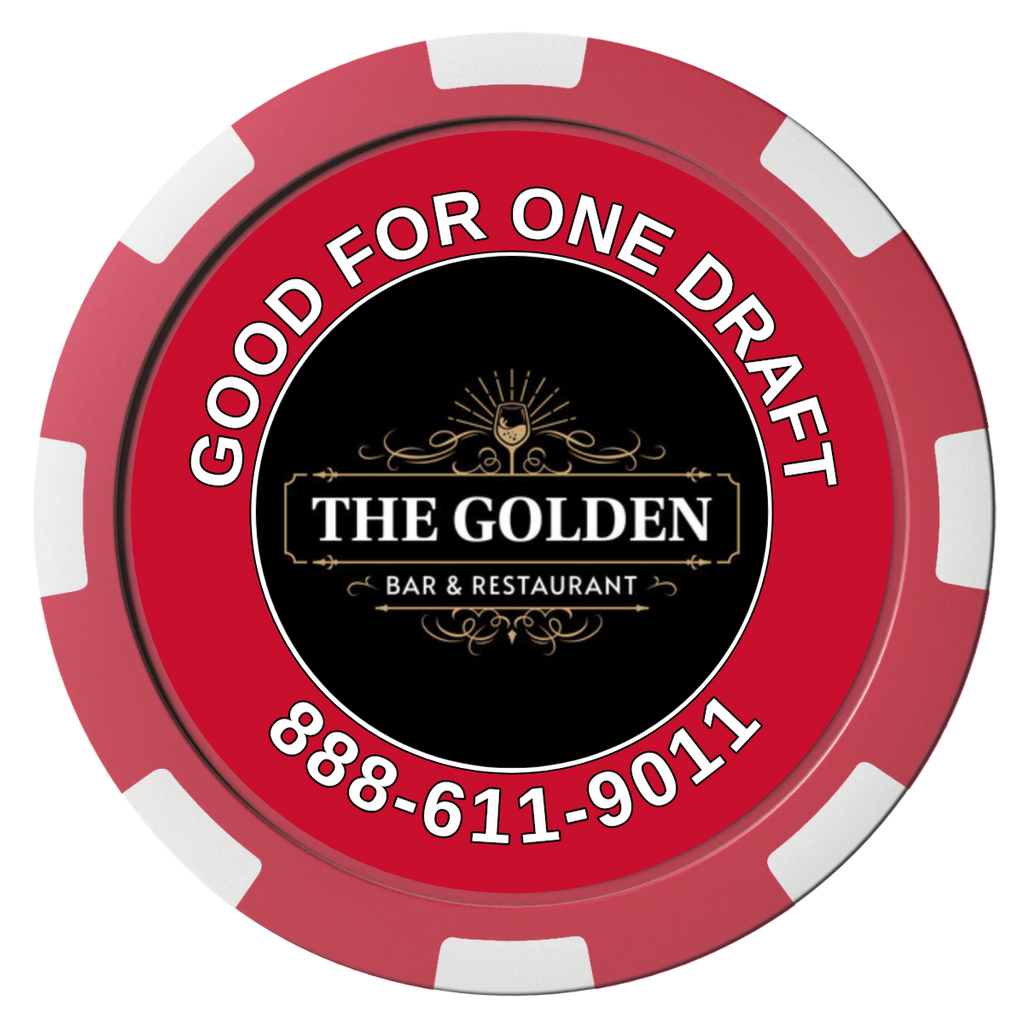 Branded Logo Bar Drink Token Magnetic Composite Poker Chips - Black / 8 Spot - Front