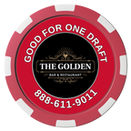 Branded Logo Bar Drink Token Magnetic Composite Poker Chips - Black / 8 Spot - Front