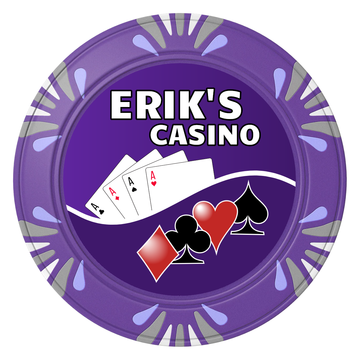 Erik's Casino Clay Poker Chips - Purple / Macau / 40mm - Front