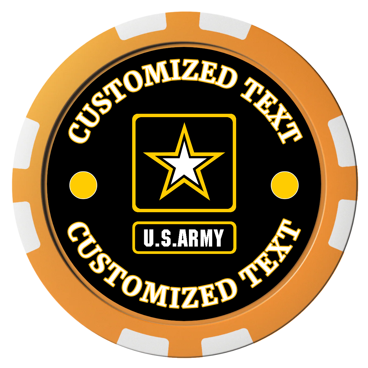Army Strong Composite Poker Chips - Orange / 8 Stripe - Front
