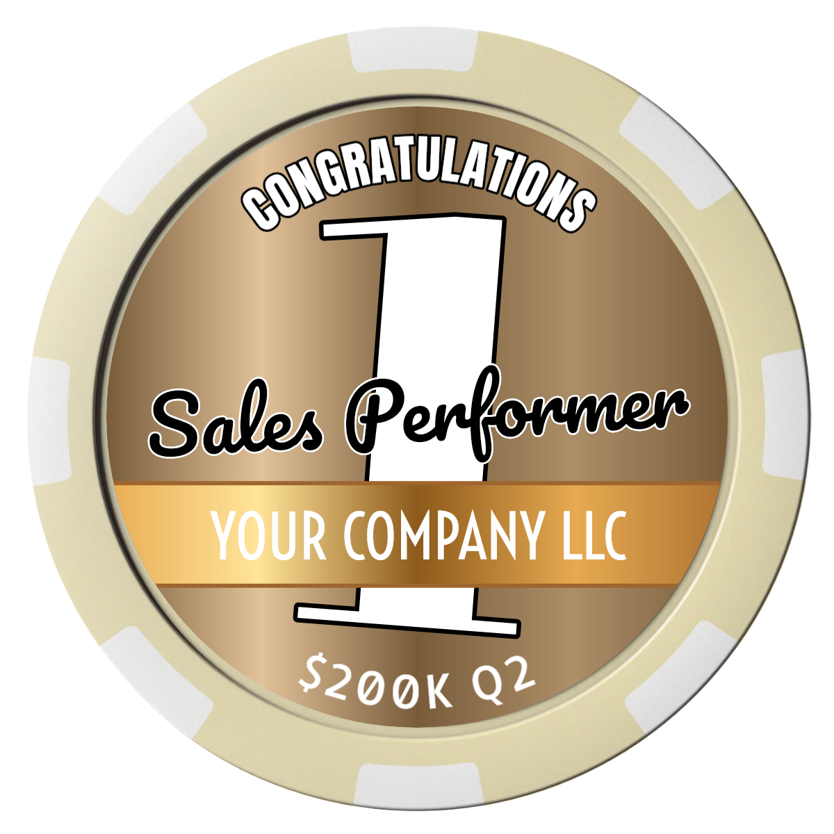 Top Sales Performer Composite Poker Chips - Ivory / 8 Spot - Front