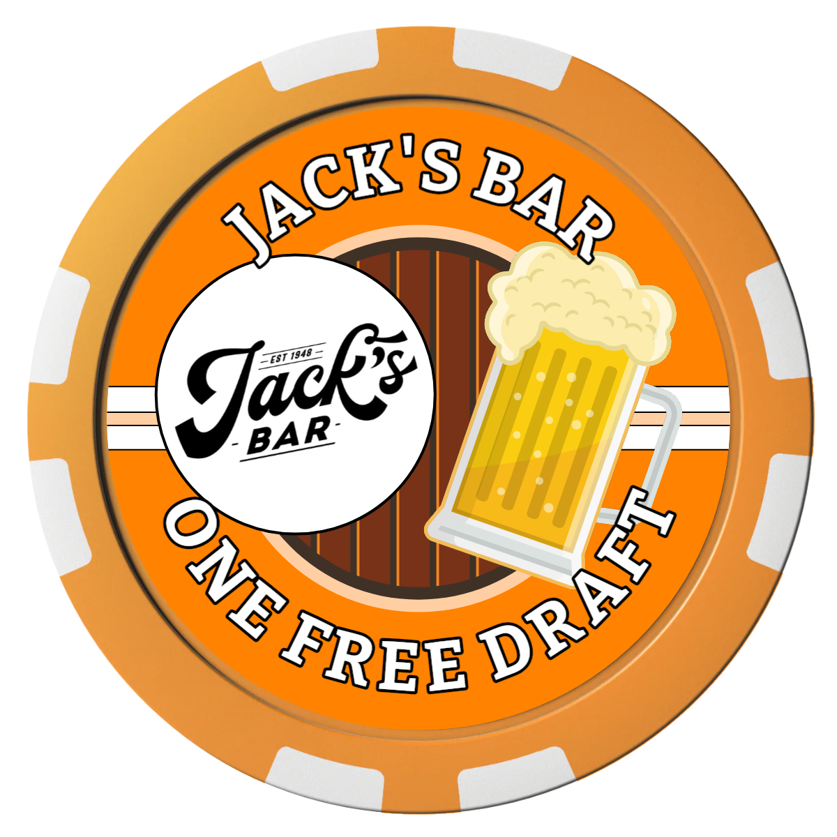 Barnyard Brew Composite Poker Chips - Orange / 8 Stripe - Front