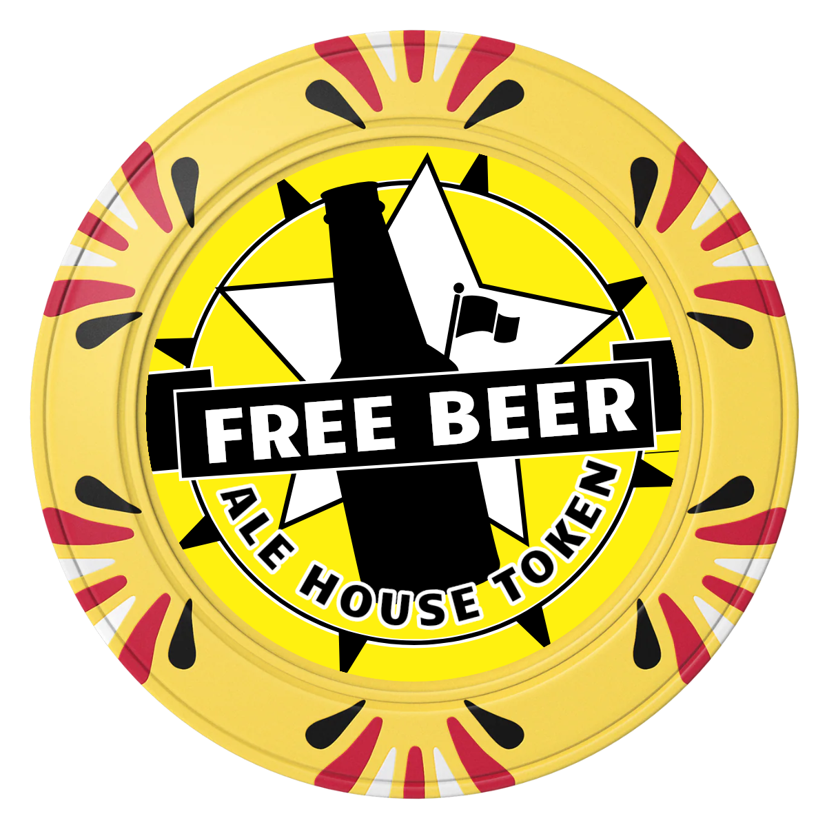 Free Beer Drink Clay Poker Chips - Yellow / Macau / 40mm - Front