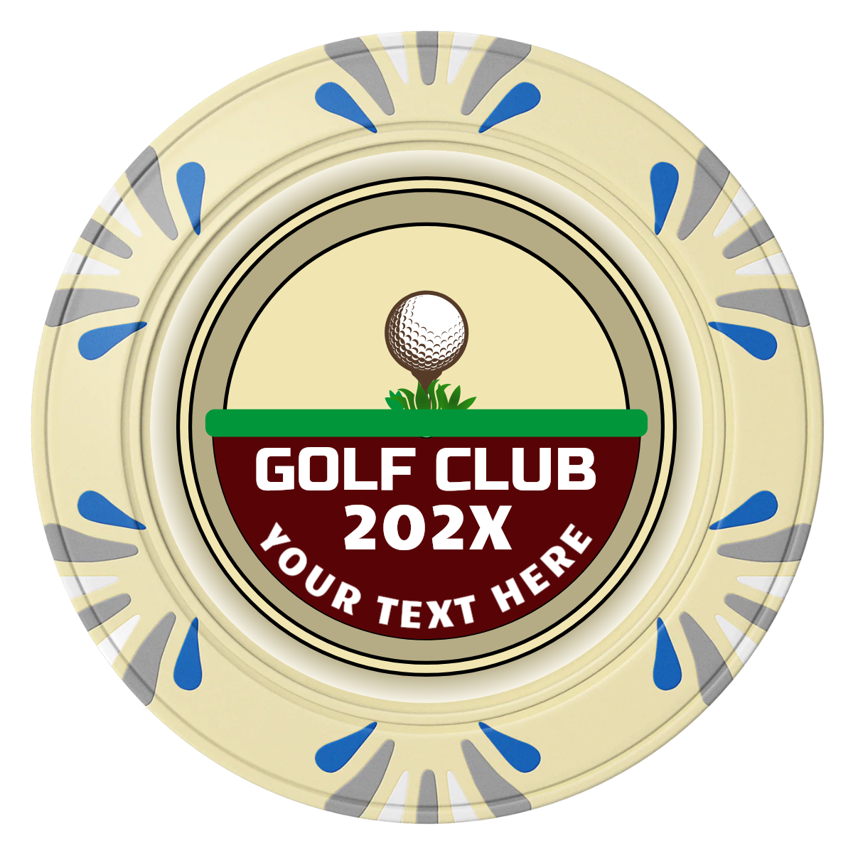 Teed Up Clay Poker Chips - Ivory / Macau / 40mm - Front