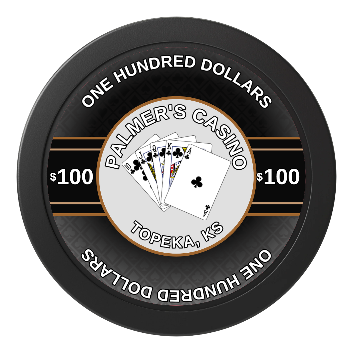 Palmer's Casino 2" Oversized Poker Chips - Black - Front