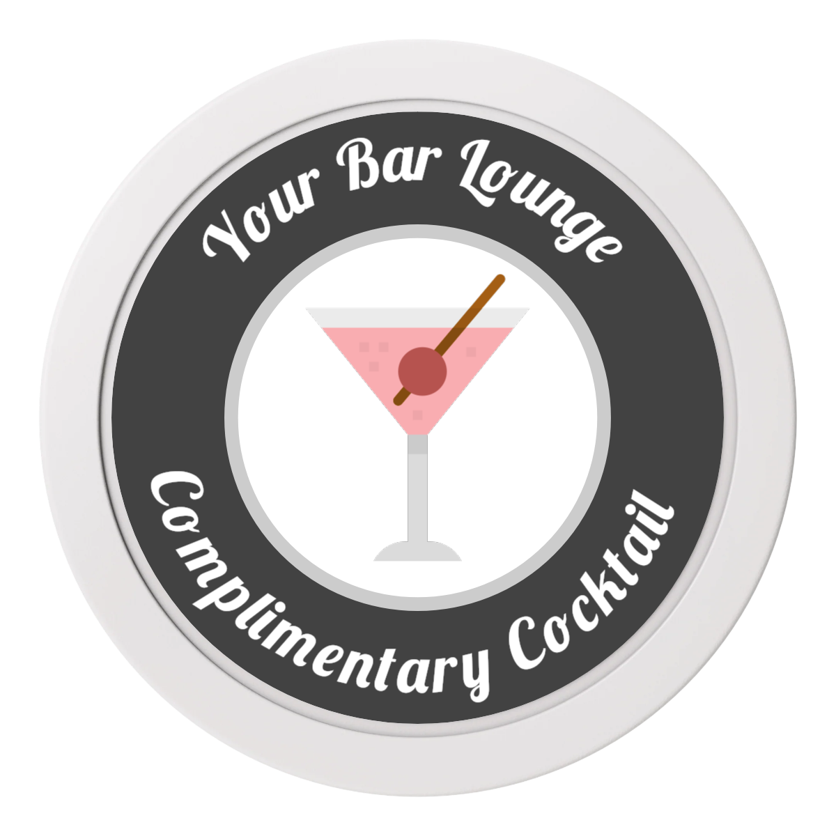Fancy Drink 2" Oversized Poker Chips - White - Front