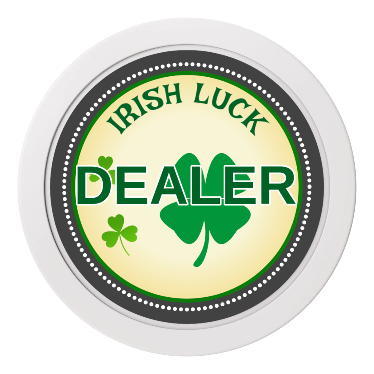 Irish Luck 2" Composite Dealer Button - White - Back