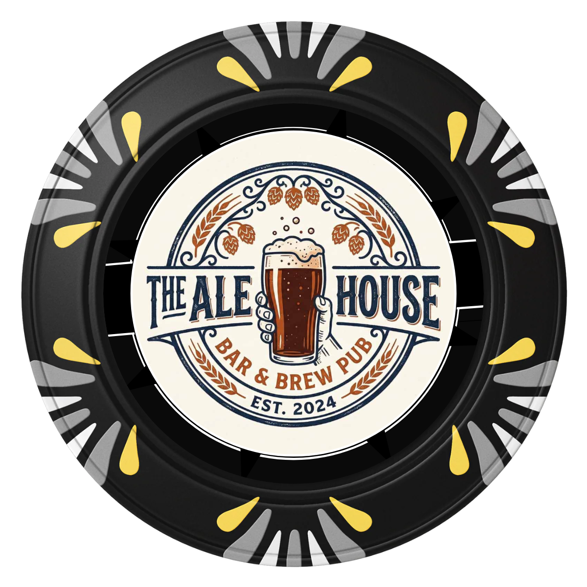 Free Beer Drink Clay Poker Chips - Black / Macau / 40mm - Back