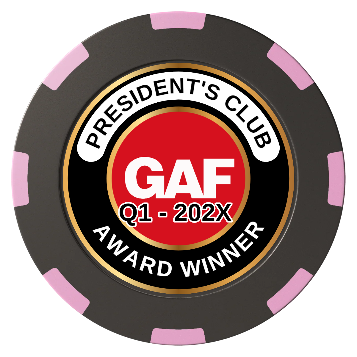 President's Club Clay Poker Chips - Black / 8 Spot (2 Tone) / 40mm - Back