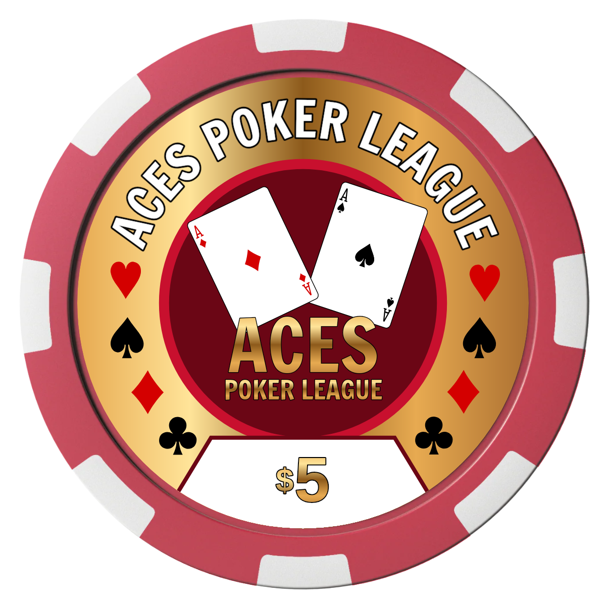 Aces Poker League Magnetic Composite Poker Chips - Red / 8 Spot - Front
