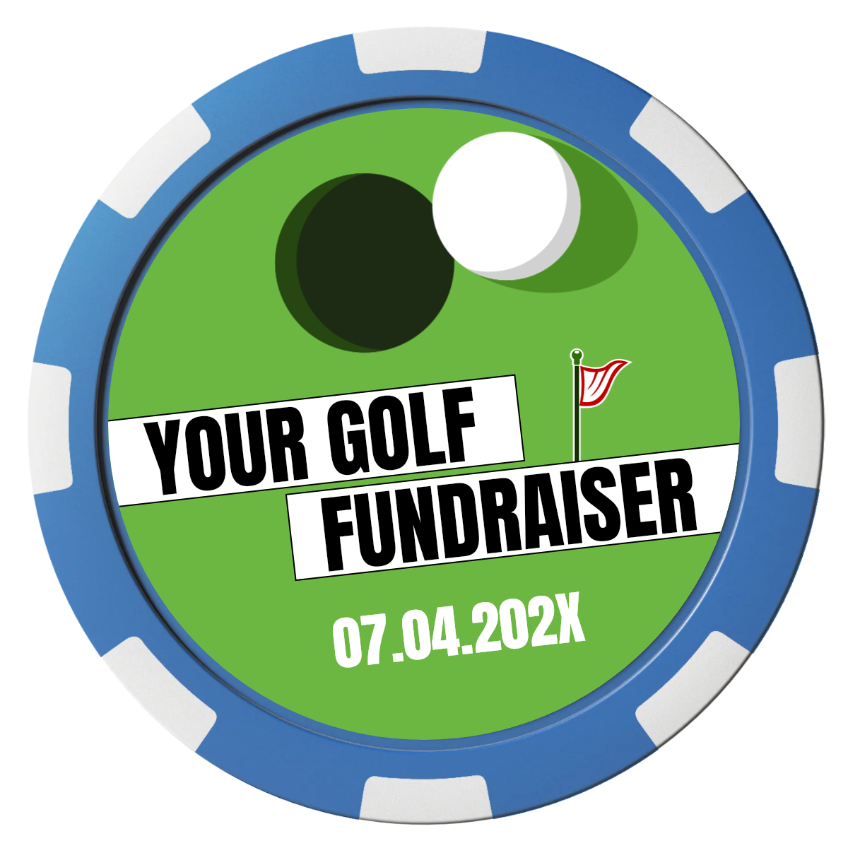 Putting Around Tournament Composite Poker Chips - Blue / 8 Spot - Front