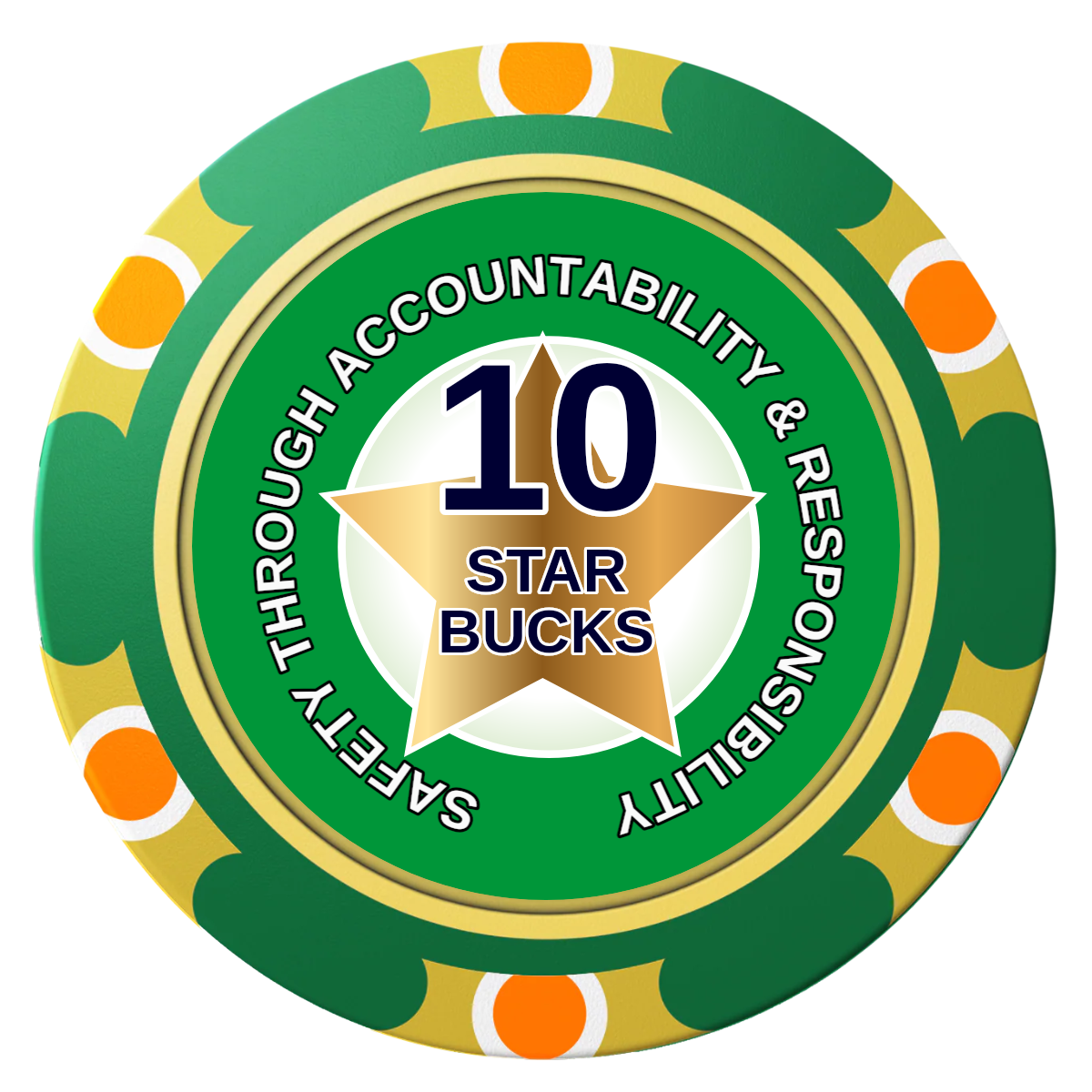 Safety Star Clay Poker Chips - Green / Monte Carlo / 40mm - Front