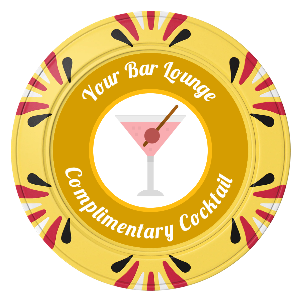 Fancy Drink Clay Poker Chips - Yellow / Macau / 40mm - Front