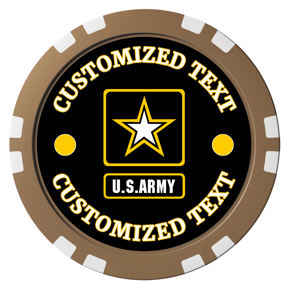 Army Strong Composite Poker Chips - Brown / Double Stripe - Front