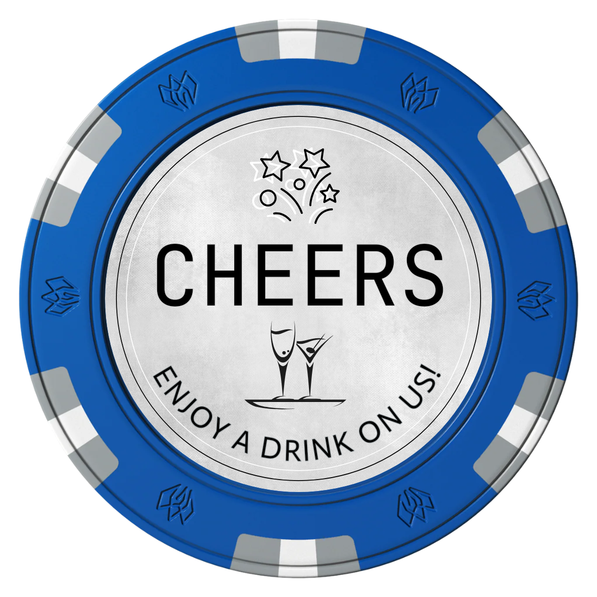 Chique Wedding Token Clay Poker Chips - Blue / 6 Spot Gem / 43mm - Front