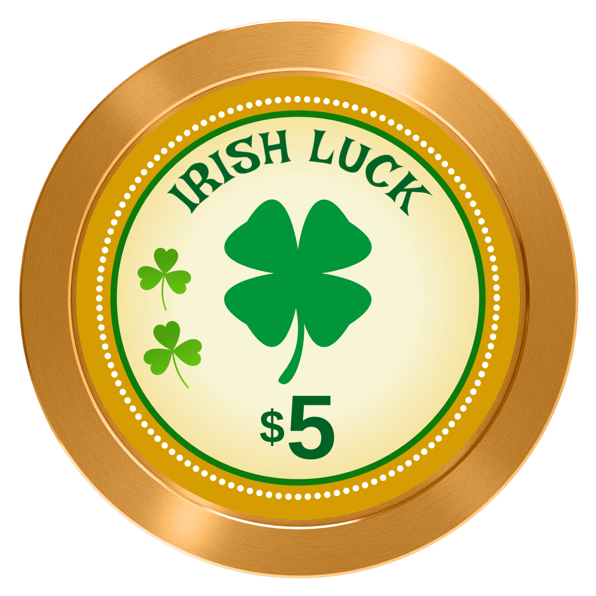 Irish Luck Aluminum Poker Chips - Gold - Back
