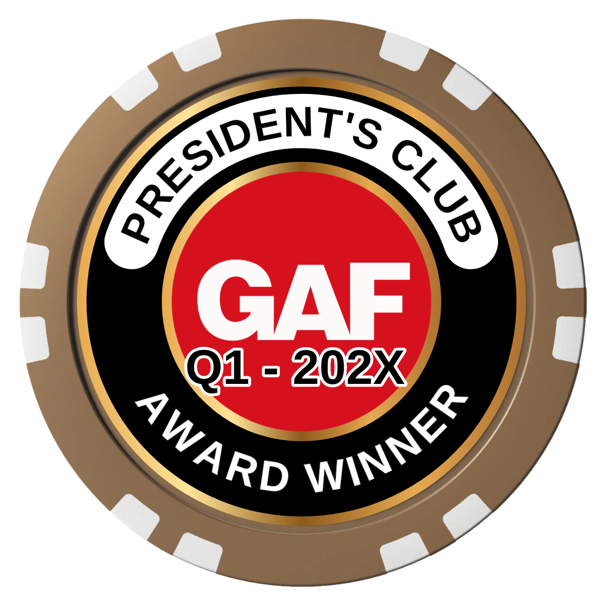 President's Club Composite Poker Chips - Brown / Double Stripe - Front