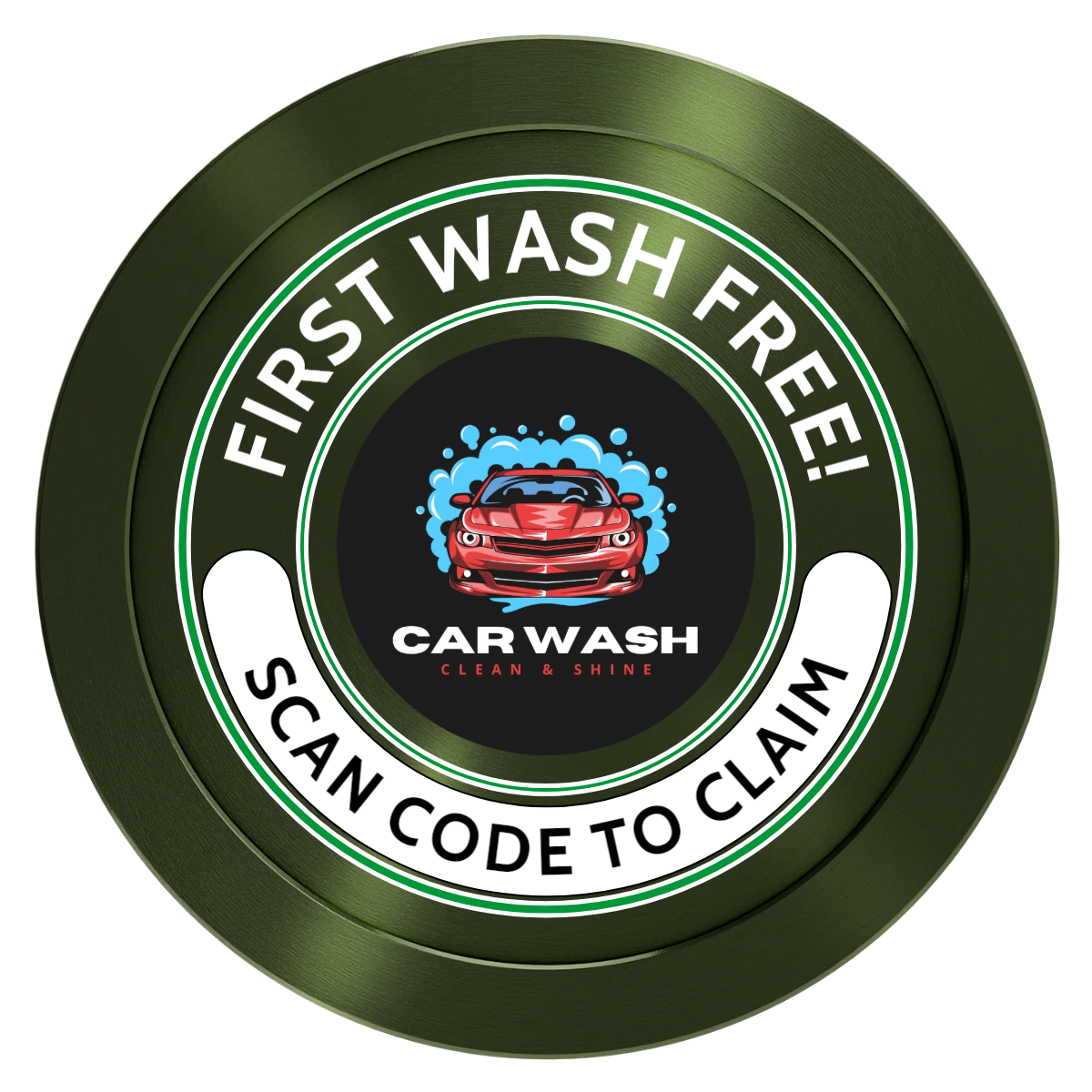 Car Wash Promotion Aluminum Poker Chips - Green - Front