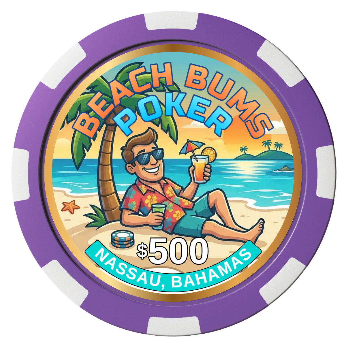 Sandy's Casino Composite Poker Chips - Purple / 8 Spot - Front