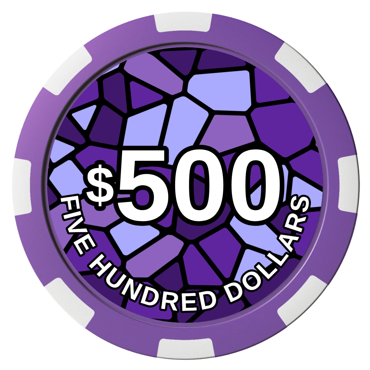 Stained Glass Composite Poker Chips - Purple / 8 Spot - Front