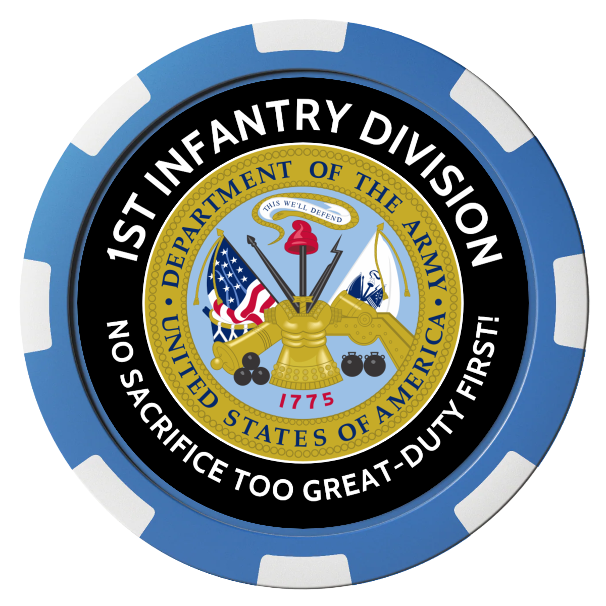 1st Infantry Division Magnetic Composite Poker Chips - Blue / 8 Spot - Back