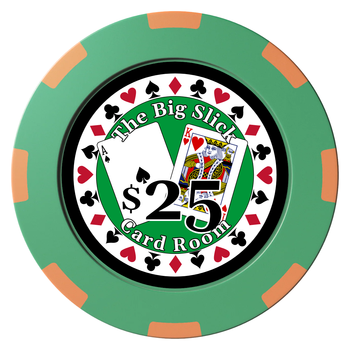 AK Big Slick Clay Poker Chips - Green / 8 Spot (2 Tone) / 40mm - Front