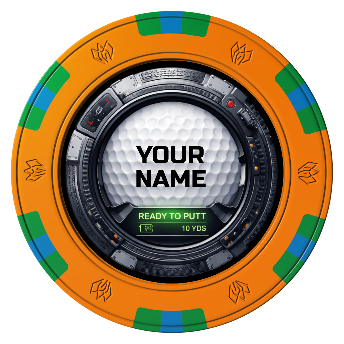 Auto Marked IV Clay Poker Chips - Orange / 6 Spot Gem / 40mm - Front