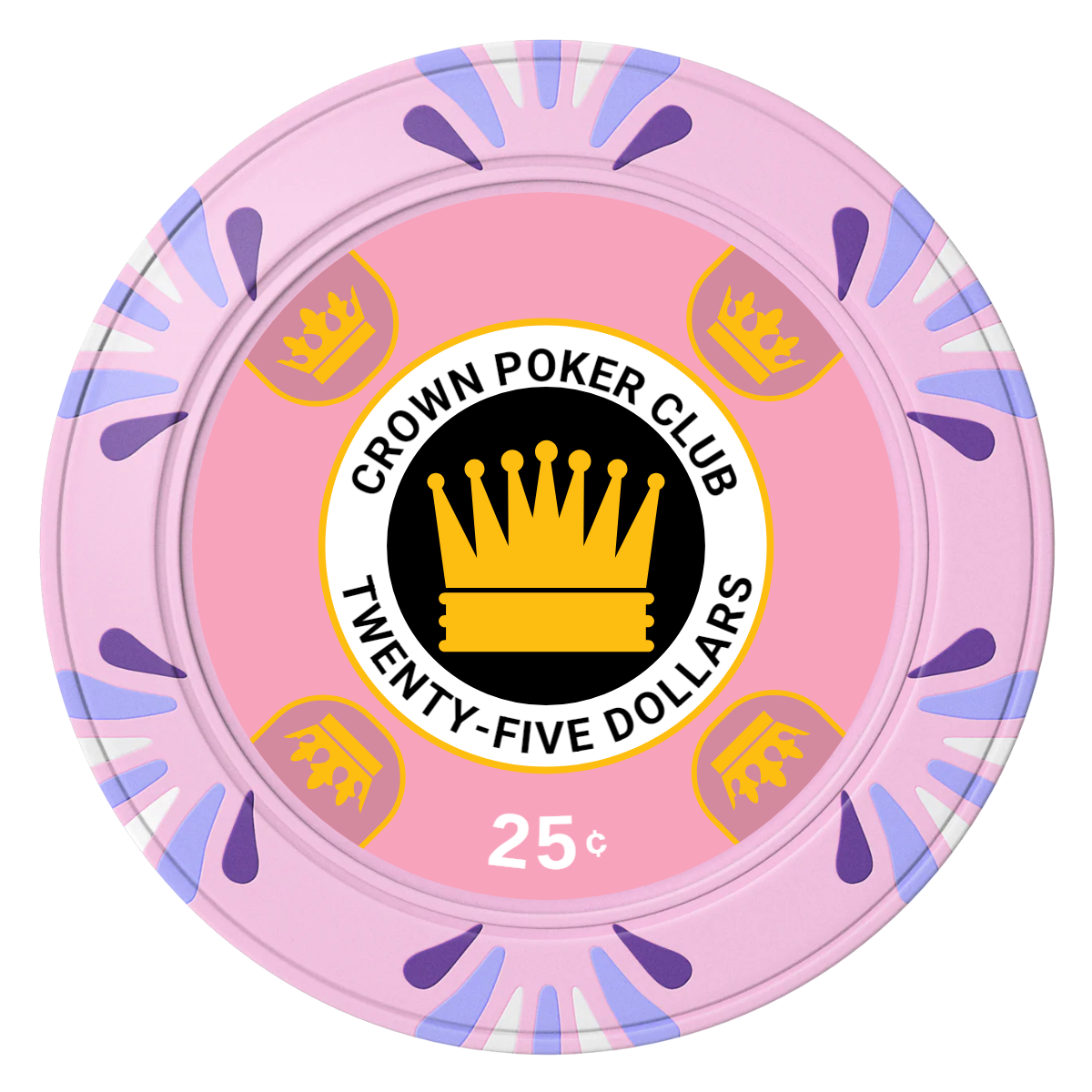 Crown Card Room Clay Poker Chips - Pink / Macau / 40mm - Front