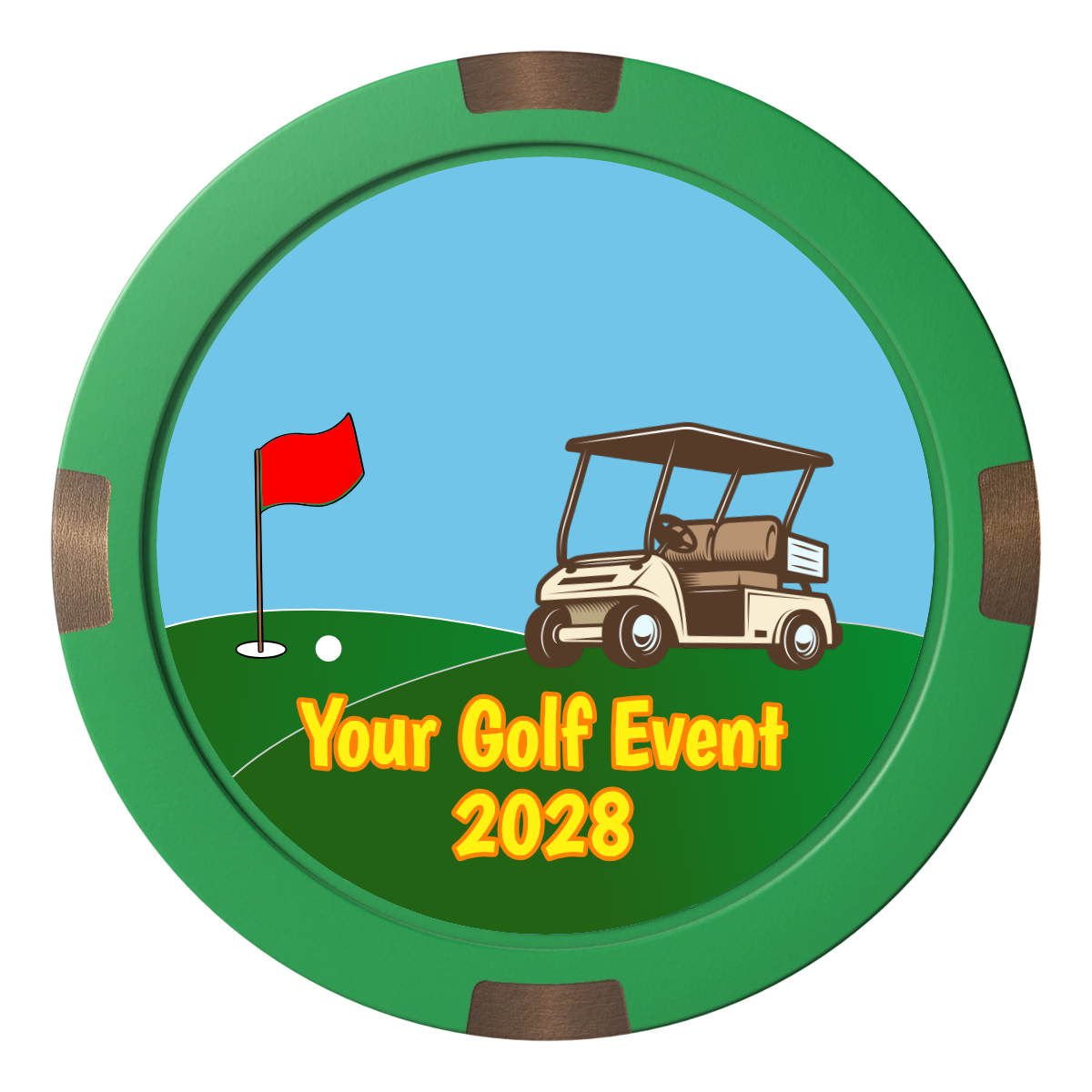 Going Golfing Today Composite & Metal Hybrid Poker Chips - Green - Front
