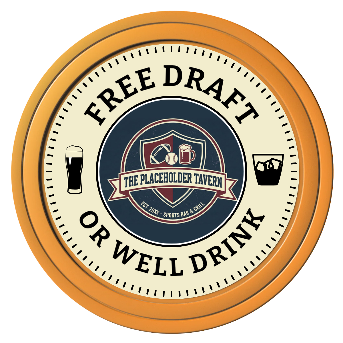 Beer Shop Composite Poker Chips - Orange / Solid - Front