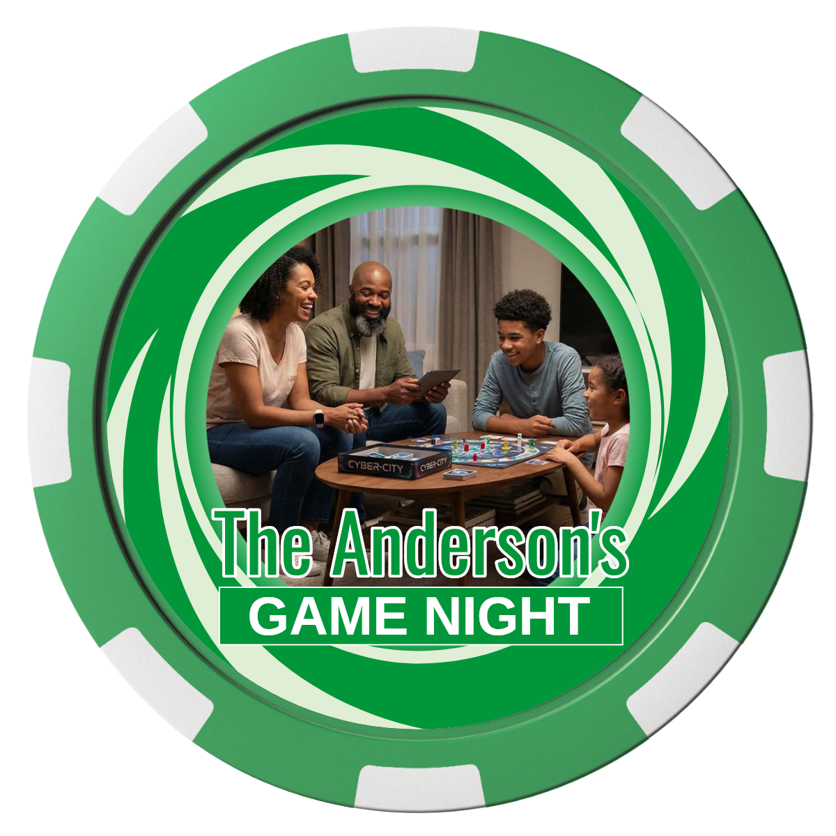 Anderson's Game Night Magnetic Composite Poker Chips - Green / 8 Spot - Front