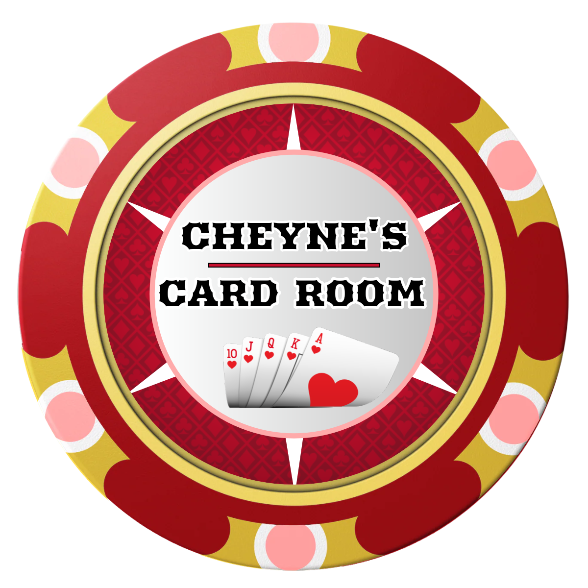 Cheyne's Card Room Clay Poker Chips - Red / Monte Carlo / 40mm - Front