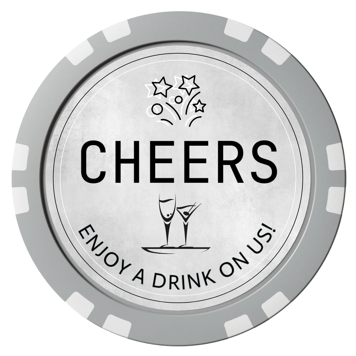 Chique Wedding Token Composite Poker Chips - Gray / Double Stripe - Front