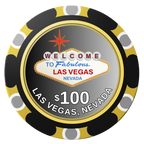 Vegas Sign Clay Poker Chips - Black / Monte Carlo / 40mm - Back