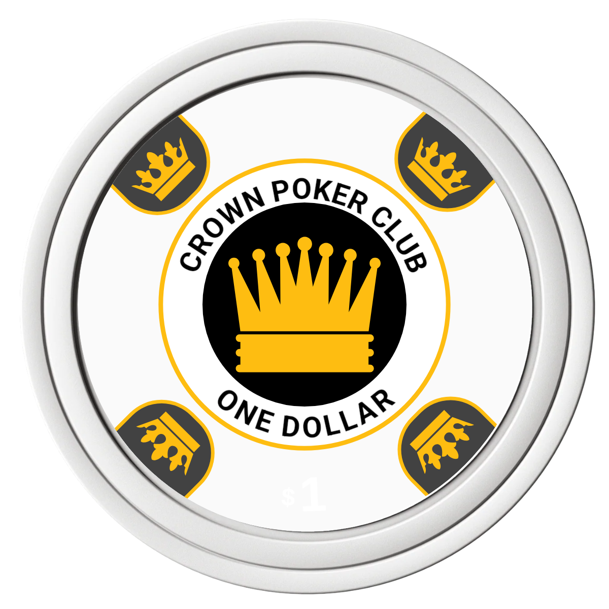 Crown Card Room Composite Poker Chips - White / Solid - Front