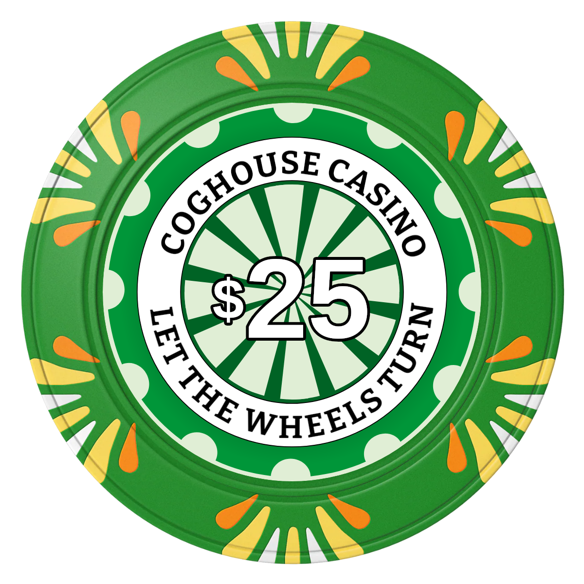Cog House Clay Poker Chips - Green / Macau / 40mm - Front