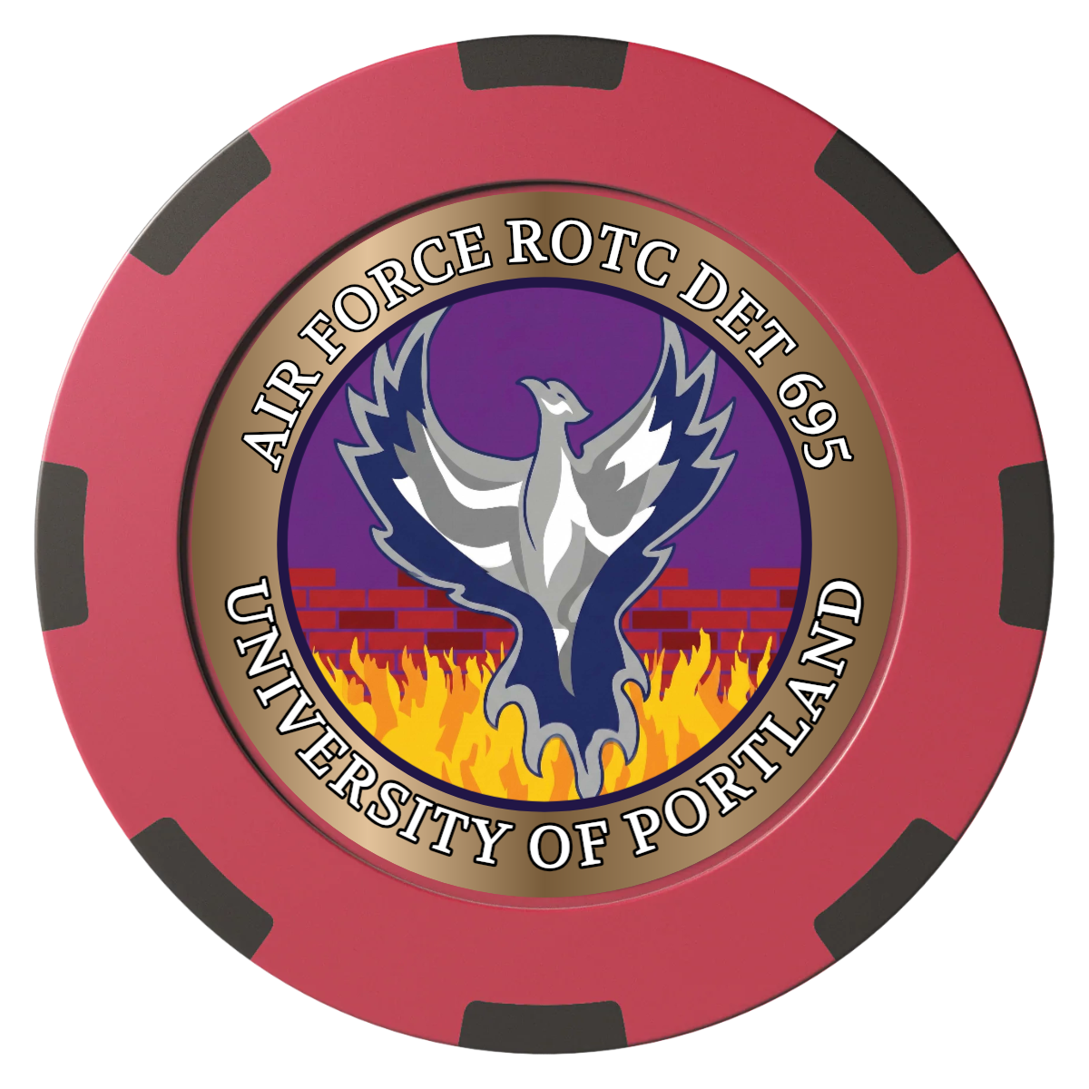 Air Force ROTC Det 695 Clay Poker Chips - Red / 8 Spot (2 Tone) / 40mm - Front