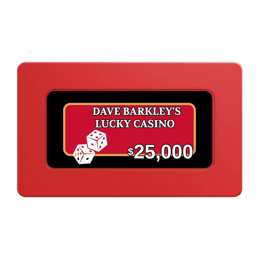 Dave's Lucky Casino Rectangular Poker Chip Plaques - Red - Back